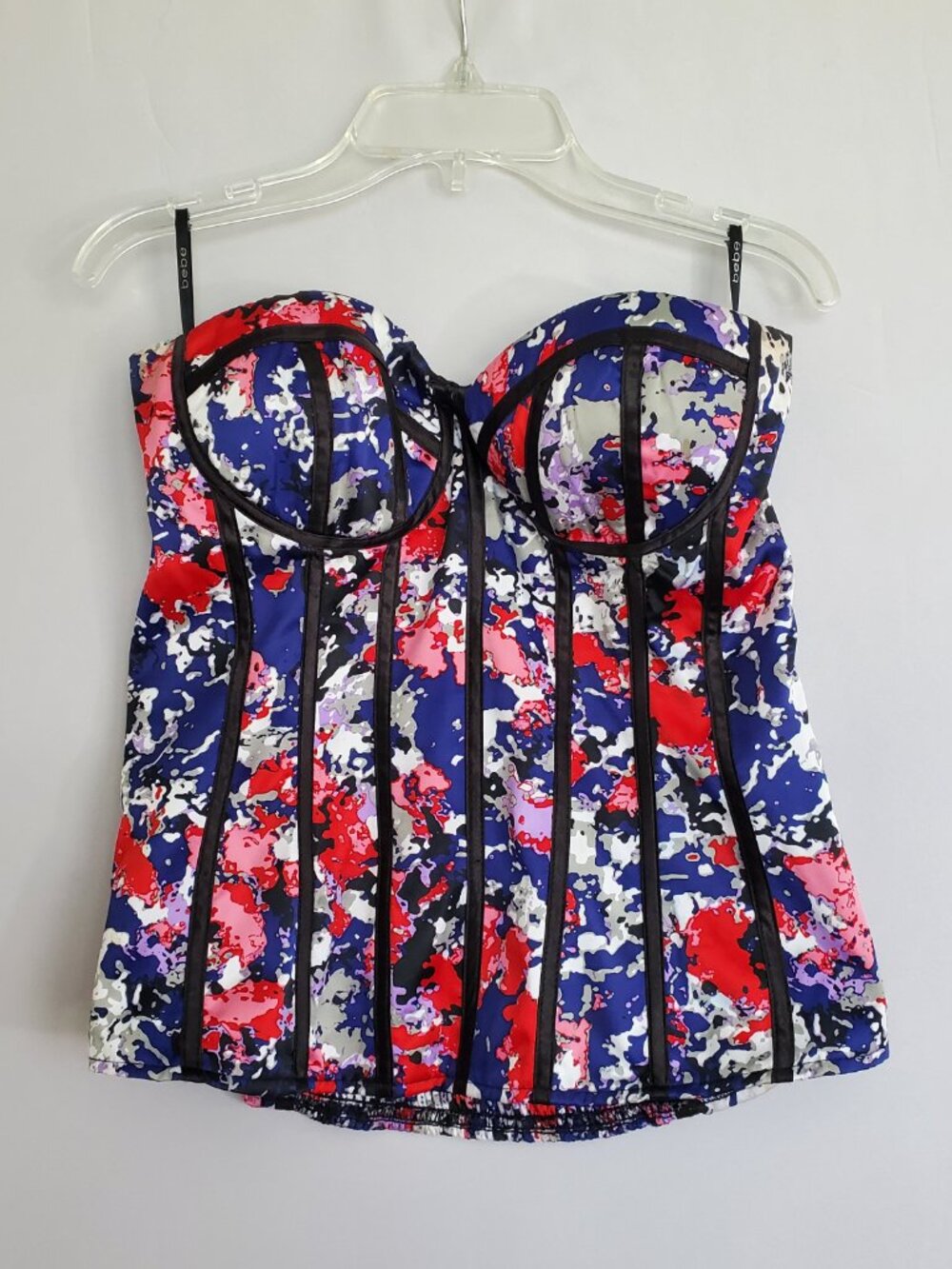 Bebe Corset Bustier Retro Medium Structured Floral Satin Fairy Coquette Romantic
